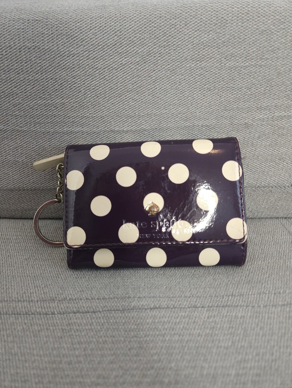 kate spade Purple and White Polka Dot Wallet Keyring